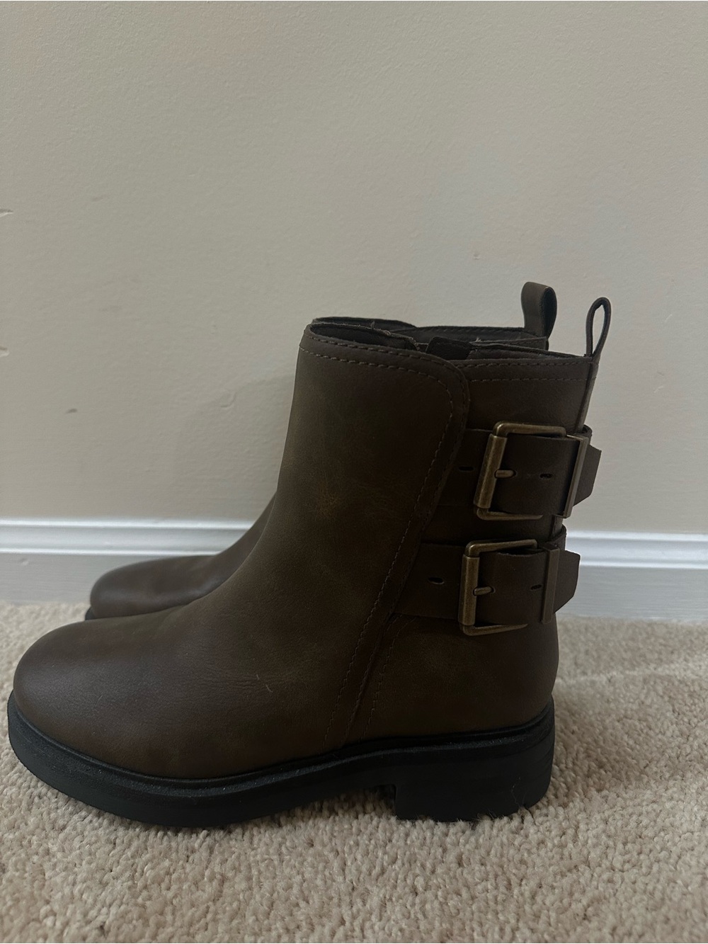 Lucky Brand Brown Double-Buckle Ankle Booties